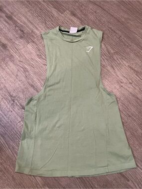 Gymshark Drop Arm Sleeveless Muscle Tank in Light Olive Green